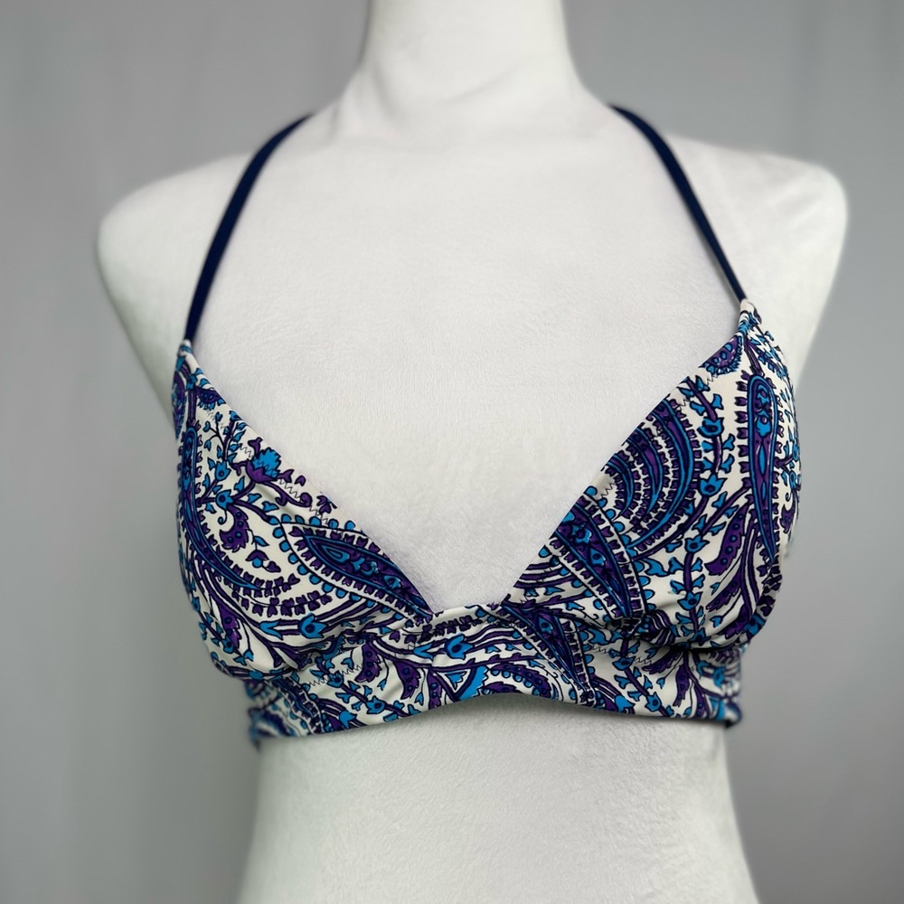 NEW / j.crew Plunge bikini top in purple paisley / B001 - Picture 7 of 7